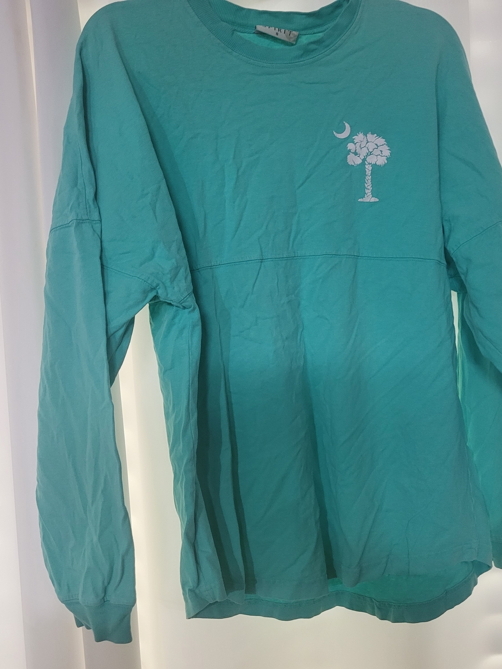 Spirit Teal Long Sleeve Tee with Palm Tree & Crescent Moon